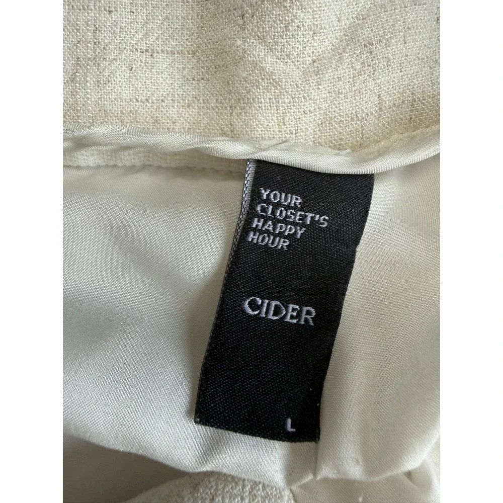 Cider Beige Linen Blend Wide Leg Trousers Pleated High Waist Pants Large